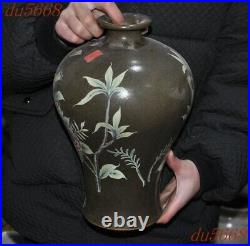 12.6Chinese wucai porcelain flowers bird Zun Cup Bottle Pot Vase Jar Statue