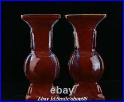 12.7 Yongzheng Marked Old Chinese Jun kiln Porcelain Square Botte Vase Pair