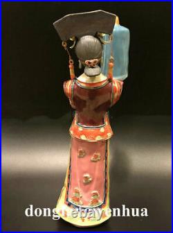 12 China Wucai Porcelain Pottery Classical Beauty Belle Women Play bird Statue