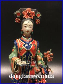 12 China Wucai Porcelain Pottery classical beauty Belle Lady Women Flower Plum