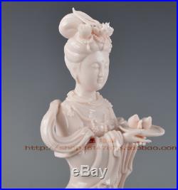 12 Chinese Dehua Porcelain Belle Beauty Girl Phoenix Bird Fruit Plate Statue