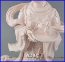 12 Chinese Dehua Porcelain Belle Beauty Girl Phoenix Bird Fruit Plate Statue