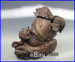 12 Chinese WuCai Porcelain & Pottery crane clam mussel old Man Fisherman Statue