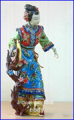 12 Chinese Wucai Porcelain Great Beauty Noblewoman Lady Belle Flower Figurine S