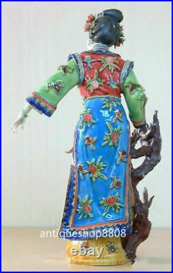 12 Chinese Wucai Porcelain Great Beauty Noblewoman Lady Belle Flower Figurine S