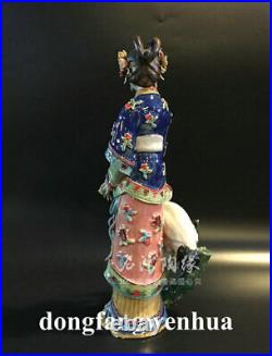 12 Chinese Wucai Porcelain Pottery Belle Girl Lady Crane Bird longevity Flower