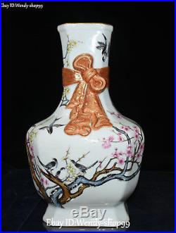 12 Enamel Color Porcelain Magpie Bird Tree Plum Flower Vase Bottle Flask Pot