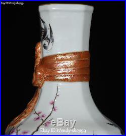 12 Enamel Color Porcelain Magpie Bird Tree Plum Flower Vase Bottle Flask Pot