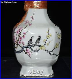 12 Enamel Color Porcelain Magpie Bird Tree Plum Flower Vase Bottle Flask Pot