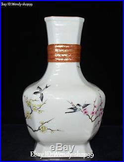 12 Enamel Color Porcelain Magpie Bird Tree Plum Flower Vase Bottle Flask Pot