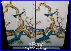 12 Enamel Porcelain Branches Plum Blossom Flower Magpie Bird Vase Botter Pair