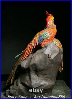 12 Old China Marked ShiWan Color Porcelain Phoenix Bird Animal litchi Statue