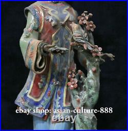 12 Old Chinese Pottery Wucai Porcelain Classical Beauty Lady Plum Flower Bird S