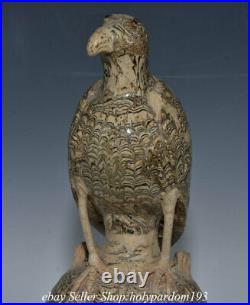 12 Old Chinese Song Dynasty Strangulation Porcelain Eagle Bird Statue