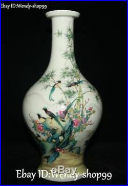 12 Top Emerald Color Porcelain Parrot Bird Bamboo Tree Flower Vase Bottle Pot