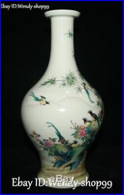 12 Top Emerald Color Porcelain Parrot Bird Bamboo Tree Flower Vase Bottle Pot