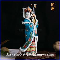 12 Wucai Porcelain Ceramic Classical beauty Belle Lady Wang zhaojun Statue