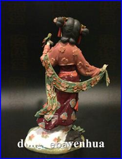 12 Wucai Porcelain Ceramic Pottery Beautiful Women Lady Belle Bird Statue