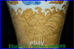 12 Xuande Marked Old China Blue White Porcelain Dynasty Dragon Bottle Vase Pair