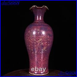 13China Song Dynasty Official jun kiln porcelain bird text vase bottle zun pot