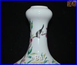 13Old China dynasty Wucai porcelain flower bird Zun Bottle Pot Vase Jar Statue
