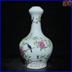 13Old China dynasty Wucai porcelain flower bird Zun Bottle Pot Vase Jar Statue