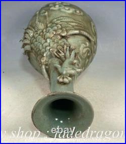 13.2 Old Chinese Song Dynasty Ru Kiln Porcelain Phoenix Bird Statue Bottle Vase