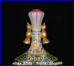 13.3 Qianlong Marked Old color Enamel Porcelain Gold Lotus Flower Bottle Vase