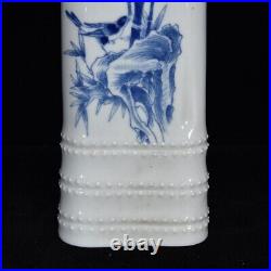 13.4 China Porcelain qing dynasty qianlong A pair Blue white flower bird Statue