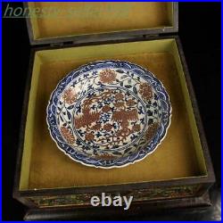 13.4 Marked Chinese Blue&white porcelain Phoenix bird statue plate tray Box set