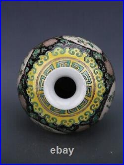 13.5 China Antique Colours Porcelain Windowing Flower Bird Grain Plum Vase