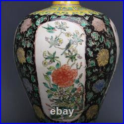 13.5 China Antique Colours Porcelain Windowing Flower Bird Grain Plum Vase