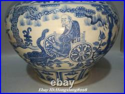 13.5 Old China Blue White Porcelain Dynasty Palace Guiguzi Crock Tank Pot