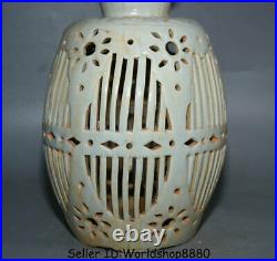 13.6 Old Chinese White Porcelain Dynasty Hollow Out birdcage bird cage Statue