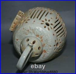 13.6 Old Chinese White Porcelain Dynasty Hollow Out birdcage bird cage Statue