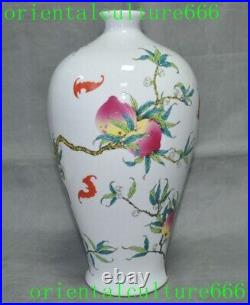 13.6wucai porcelain fushou bat bird shoutao Peach Bottle Pot Vase Jar Statue