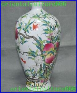 13.6wucai porcelain fushou bat bird shoutao Peach Bottle Pot Vase Jar Statue