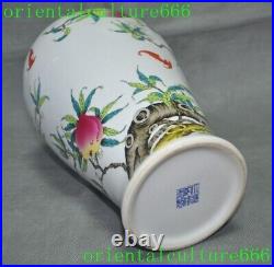 13.6wucai porcelain fushou bat bird shoutao Peach Bottle Pot Vase Jar Statue