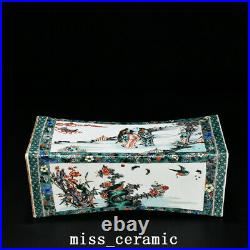 13.9 Antique China Porcelain Qing dynasty kangxi WuCai peony bird pillow Statue