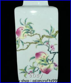 13 China Famille Rose Porcelain Peach Tree Bird Bottle Vase Marked