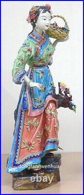 13 Chinese Ceramic Wucai Porcelain Ancient Beauty Woman Girl Flower Figurine A