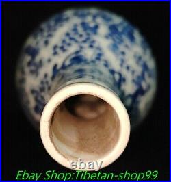 13 Daqing Kangxi Marked Blue White Porcelain Phoenix Bird Flower Bottle Vase