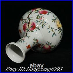 14.1 Yongzheng Marked Famille rose Porcelain Peach Celestial Bottle Vase Pot