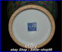 14.5 Qianlong Marked Color Enamel Porcelain Dynasty Flower Bottle Vase Pot Pair