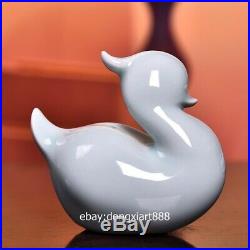 14.5 cm Chinese Blue Glaze dehua Porcelain Pottery mandarin duck Bird sculpture