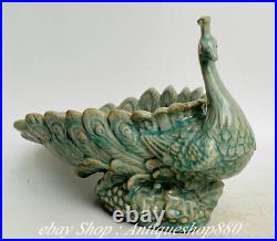 14 China Marked Ru Kiln Porcelain Peacock Peahen Peahens Bird Animal Statue