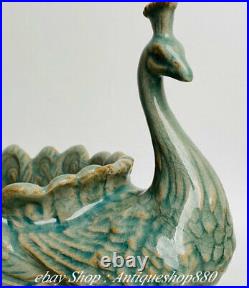 14 China Marked Ru Kiln Porcelain Peacock Peahen Peahens Bird Animal Statue