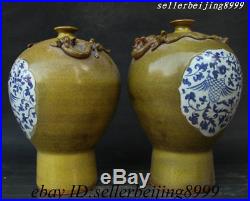 14 China Porcelain Bird Phoenix Pixiu God Beast Flower Bottle Vase Statue Pairs