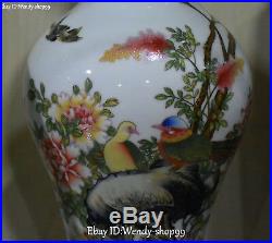 14 Enamel Wucai Porcelain Plum Blossom Flower Magpie Bird Vase Bottle Flask Jar