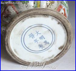 14 Jingdezhen Wucai Porcelain Dragon Phoenix Bird Bottle vase Jar Pot Statue